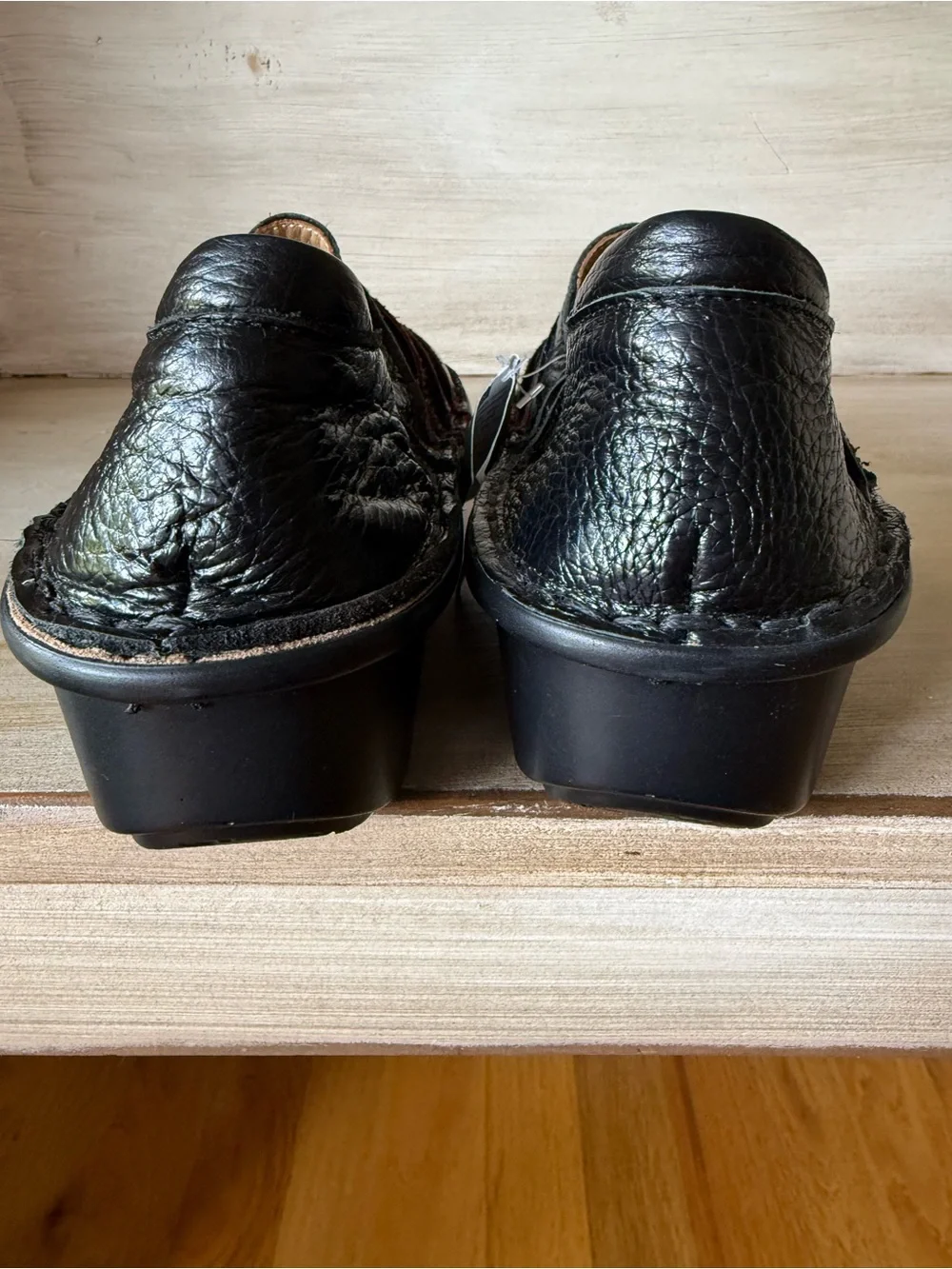 Women’s Spring Step Firefly Wedge Leather Loafer Size 6 Size 37 Black Burgundy